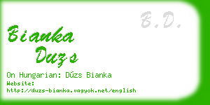 bianka duzs business card