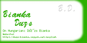 bianka duzs business card